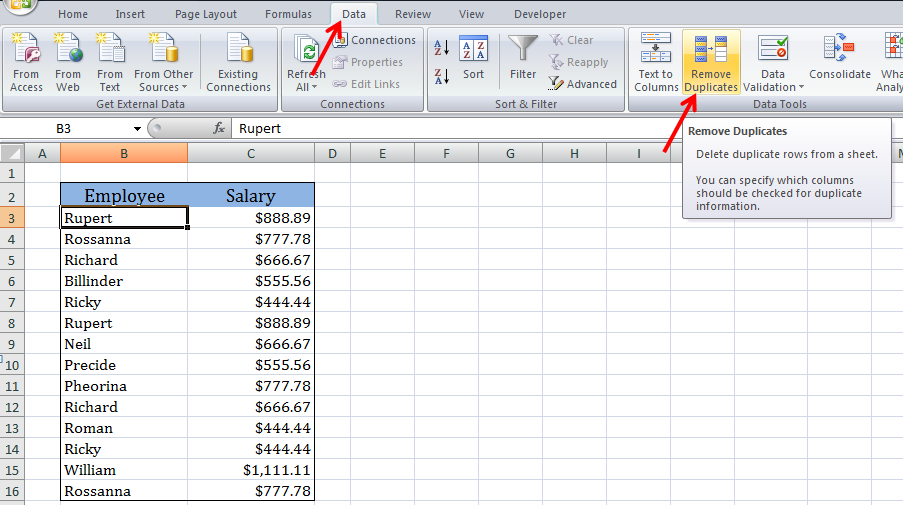 how to remove duplicates in excel