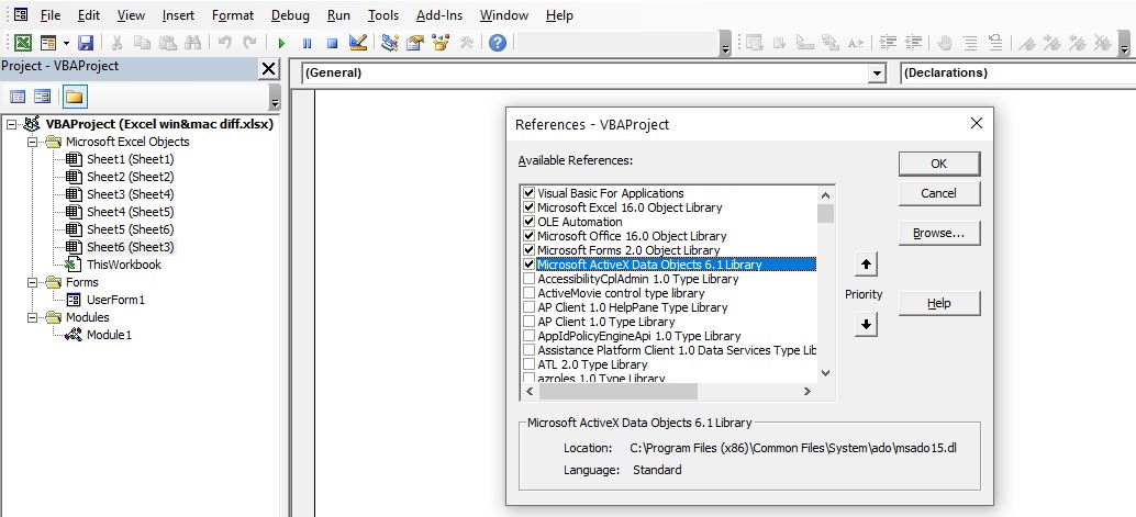 Access load. Библиотека vba. ACTIVEX компоненты. Клиент ACTIVEX. ACTIVEX В excel.